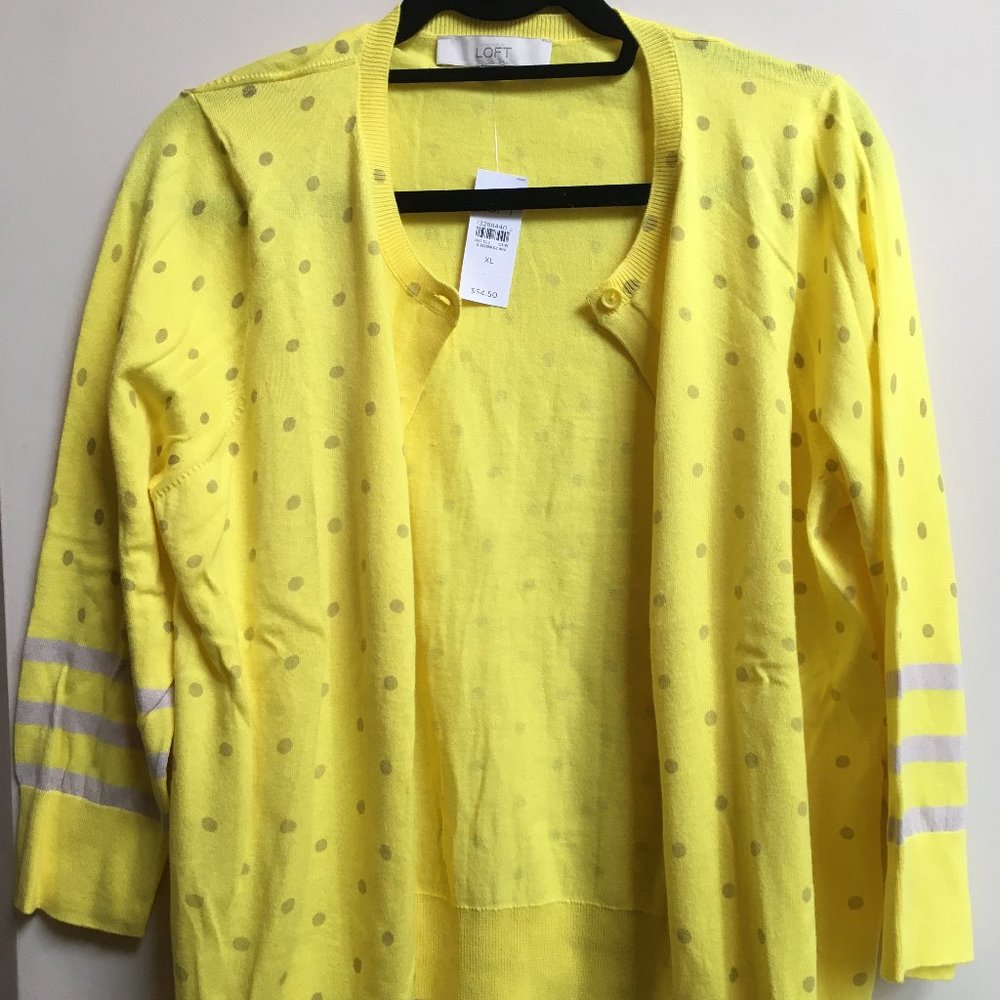 Loft Polka Dot Button Cardigan Sweater XL